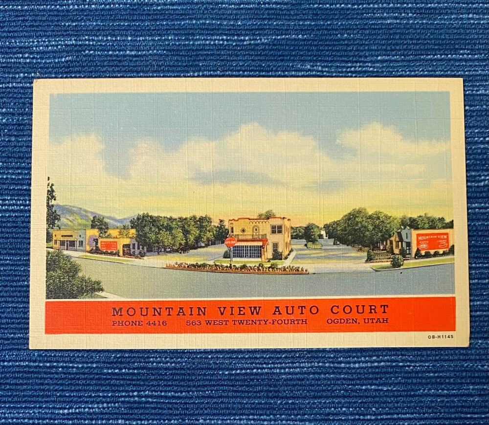 Vtg Mountain View Auto Court Ogden Utah Linen Postcard Unposted 4 Digit Phone